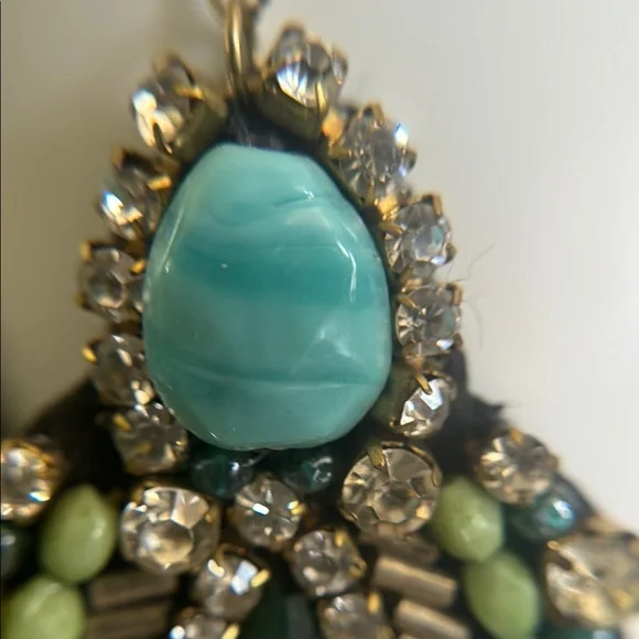 Anthropologie Elegant Turquoise and Green Statement Earrings - Picture 5 of 13
